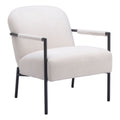 Chicago Accent Chair Zuo 109518 | Shearling Style Polyester Fabric, Powder Coated Steel | Ivory