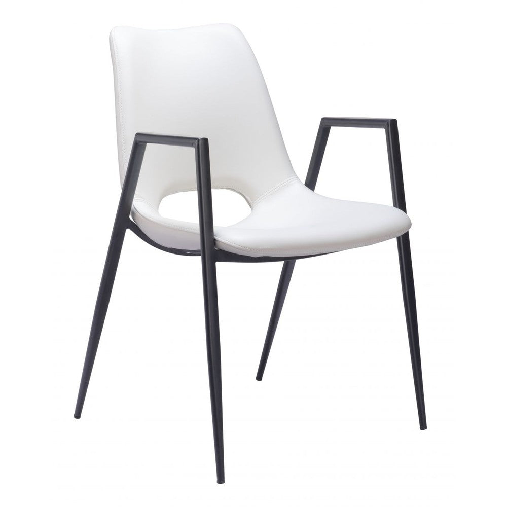 Desi Dining Chair Zuo 109535 | Faux Leather, Powder Coated Steel | White