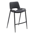 Desi Counter Stool Zuo 109537 | Faux Leather, Powder Coated Steel | Black