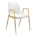 Desi Dining Chair Zuo 109550 | Faux Leather, Electroplated Steel | White & Gold