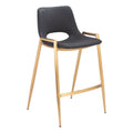 Desi Counter Stool Zuo 109552 | Faux Leather, Electroplated Steel | Black & Gold