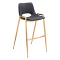 Desi Barstool Zuo 109555 | Faux Leather, Electroplated Steel | Black & Gold