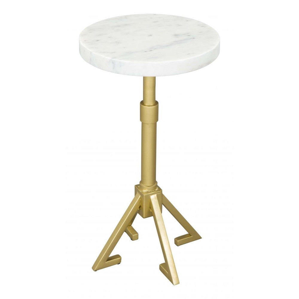 Maurice Side Table Zuo 109561 | Natural Marble, Powder Coated Iron | White & Gold
