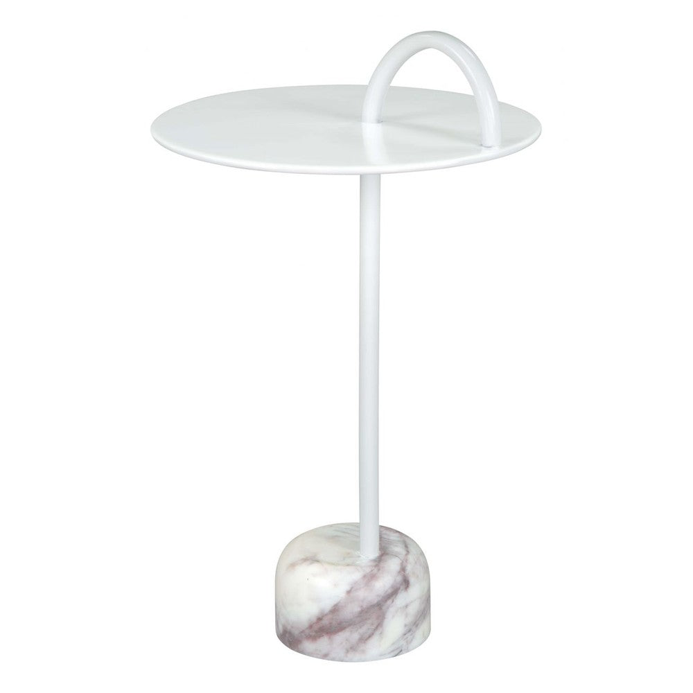 Will Side Table Zuo 109563 | Powder Coated Iron, Natural Marble | White