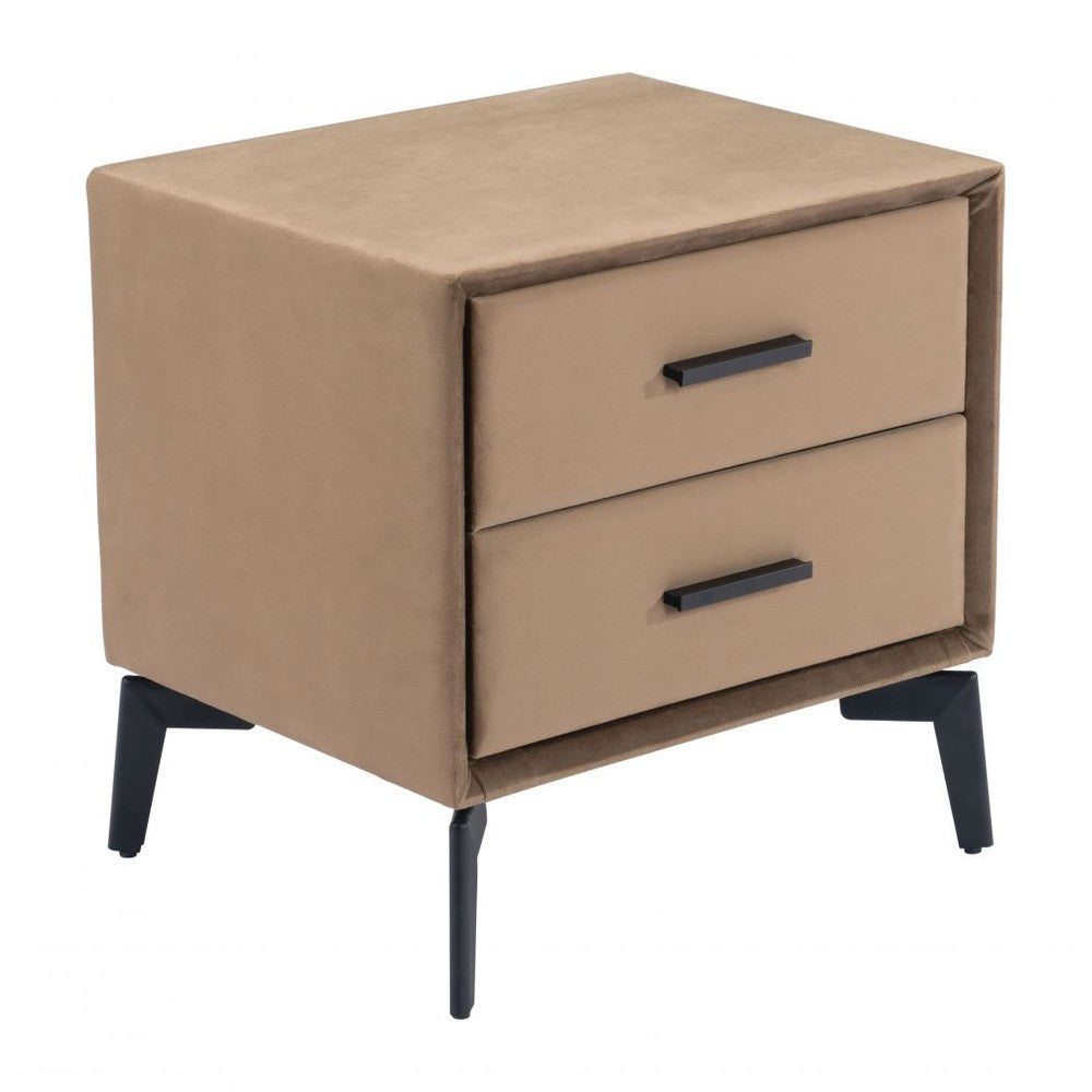 Montana Side Table Zuo 109624 | Velvet Polyester Fabric, MDF, Powder Coated Steel | Brown
