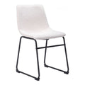 Smart Dining Chair Zuo 109651 | Shearling Style Polyester Fabric, Powder Coated Steel | Ivory
