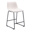 Smart Counter Stool Zuo 109652 | Shearling Style Polyester Fabric, Powder Coated Steel | Ivory