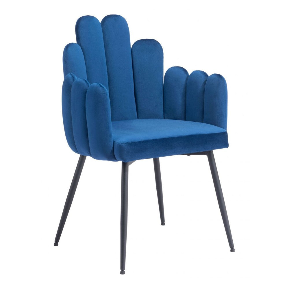 Noosa Dining Chair Zuo 109654 | Velvet Polyester Fabric, Powder Coated Steel | Navy Blue