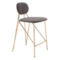 Georges Counter Stool Zuo 109662 | Velvet Polyester Fabric, Electroplated Steel | Gray & Gold
