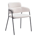Marcel Dining Chair Zuo 109663 | Shearling Style Polyester Fabric, Powder Coated Steel | Cream