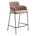 Marcel Counter Stool Zuo 109666 | Shearling Style Polyester Fabric, Powder Coated Steel | Brown