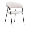 Josephine Dining Chair Zuo 109669 | Shearling Style Polyester Fabric, Powder Coated Steel | Cream