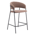 Josephine Counter Stool Zuo 109672 | Shearling Style Polyester Fabric, Powder Coated Steel | Brown