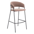 Josephine Barstool Zuo 109674 | Shearling Style Polyester Fabric, Powder Coated Steel | Brown