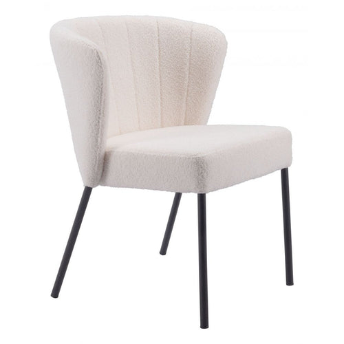 Aimee Dining Chair Zuo 109677 | Shearling Style Polyester Fabric, Powder Coated Steel | Cream
