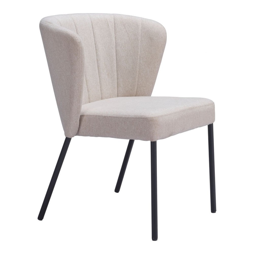 Aimee Dining Chair Zuo 109678 | Poly Linen Fabric, Powder Coated Steel | Beige