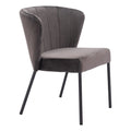 Aimee Dining Chair Zuo 109679 | Velvet Polyester Fabric, Powder Coated Steel | Gray