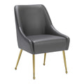 Maxine Dining Chair Zuo 109713 | Faux Leather, Powder Coated Steel | Gray & Gold