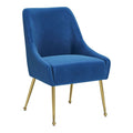 Maxine Dining Chair Zuo 109715 | Velvet Polyester Fabric, Powder Coated Steel | Navy Blue & Gold