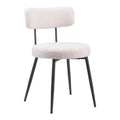 Blanca Dining Chair Zuo 109738 | Shearling Style Polyester Fabric, Powder Coated Steel | Ivory