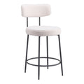 Blanca Counter Stool Zuo 109739 | Shearling Style Polyester Fabric, Powder Coated Steel | Ivory