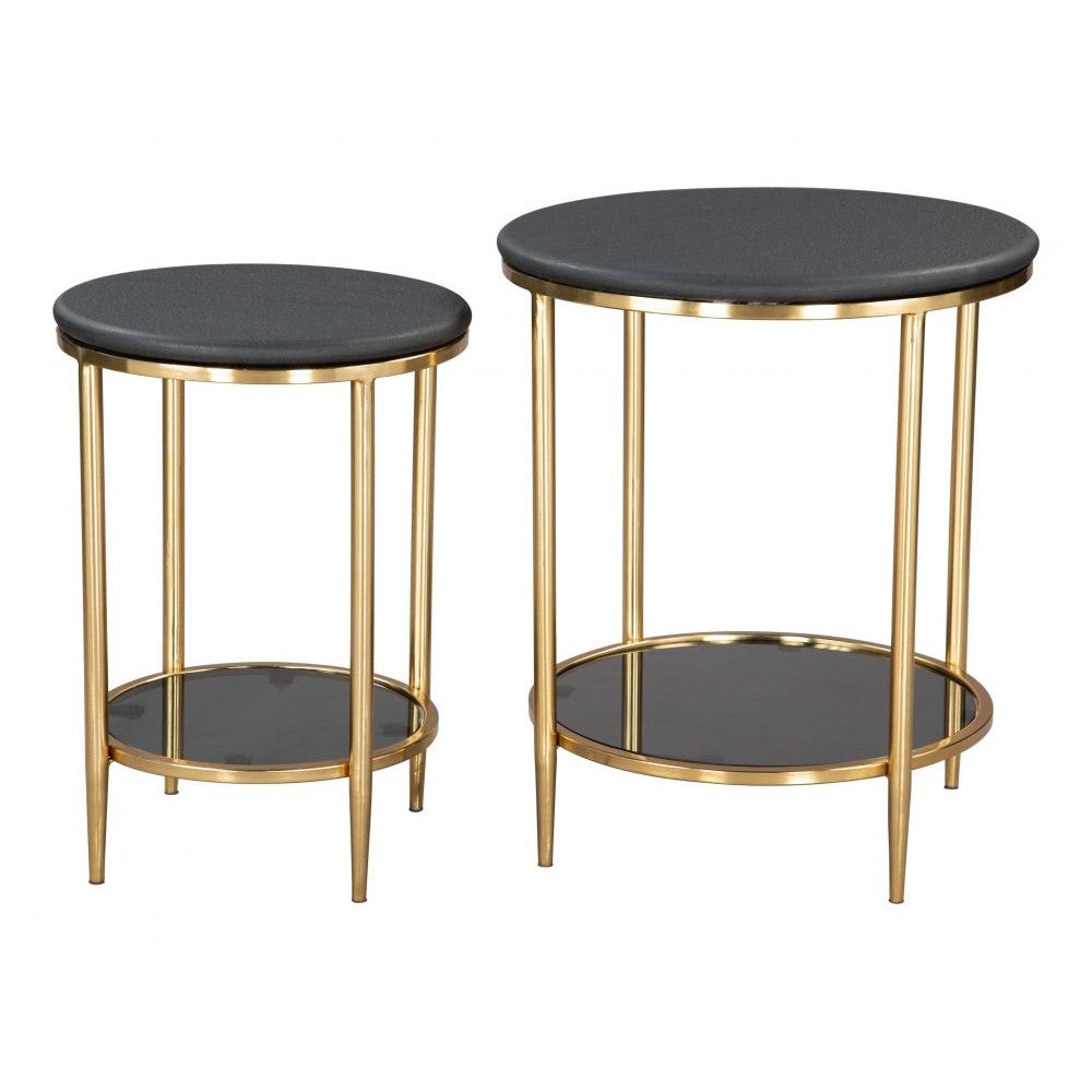 Koper Coffee Table Set Zuo 109775 | Natural Marble, MDF, Electroplated Iron | Black