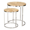 Bari Nesting Table Set Zuo 109776 | Mango Wood, Electroplated Iron | Natural