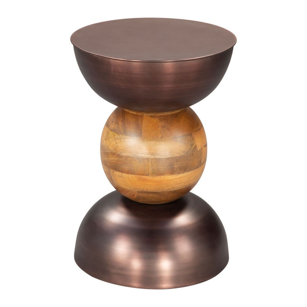 Tripoli Side Table Zuo 109777 | Electroplated Iron, Mango Wood | Bronze