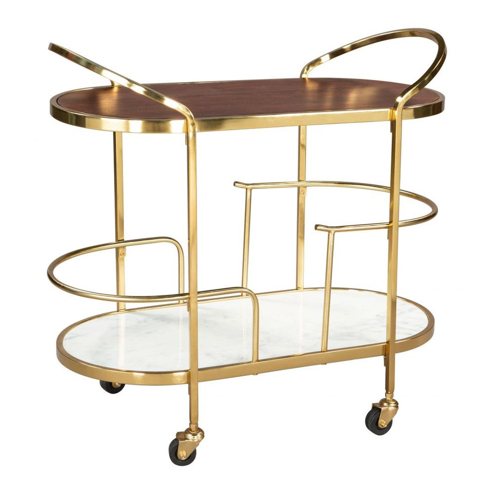 Antalya Bar Cart Zuo 109778 | Mango Wood, Natural Marble, Electroplated Iron | Multicolor
