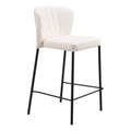 Linz Counter Stool Zuo 109780 | Faux Leather, Powder Coated Steel | Cream