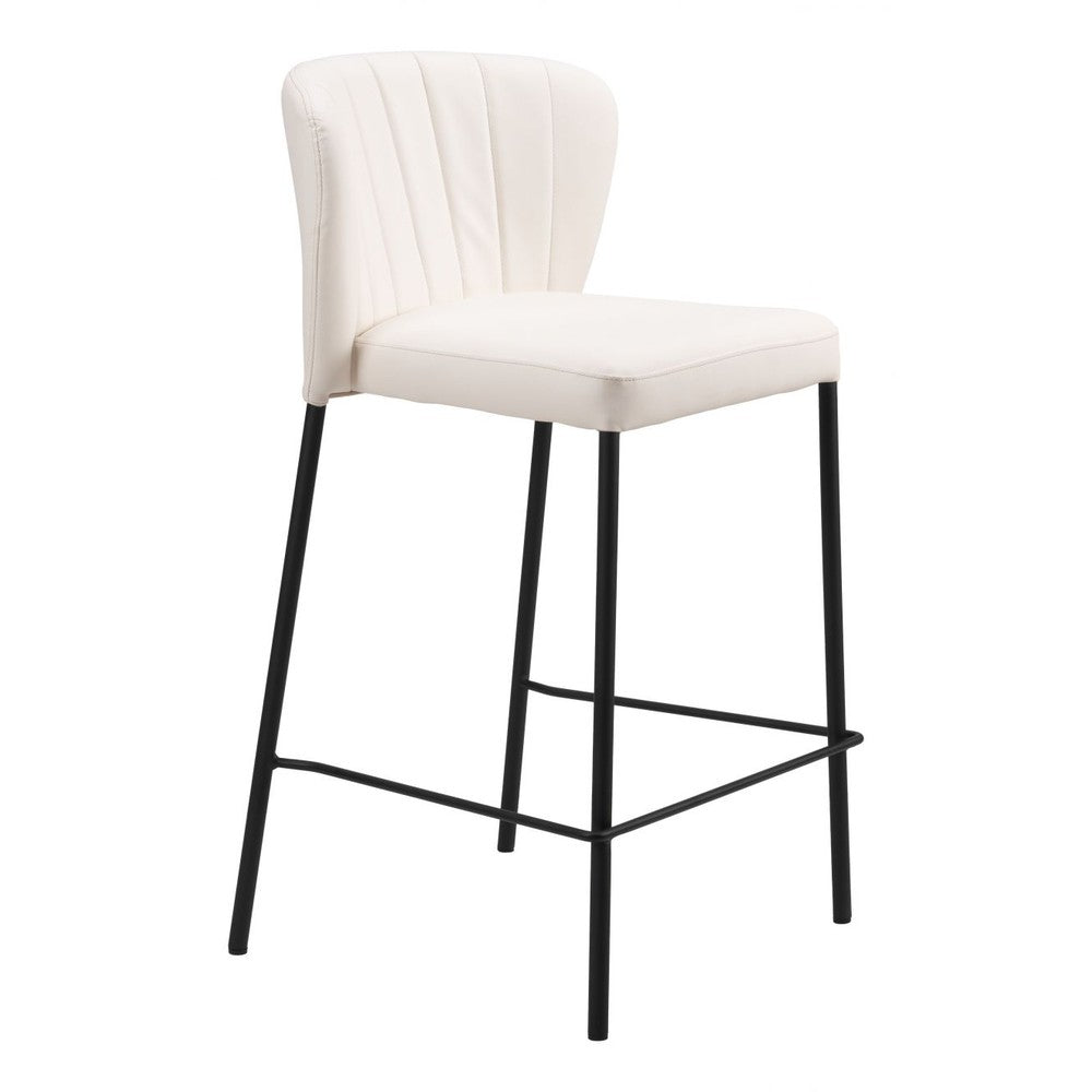 Linz Counter Stool Zuo 109780 | Faux Leather, Powder Coated Steel | Cream