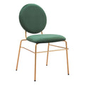 Odessa Dining Chair Zuo 109804 | Velvet Polyester Fabric, Electroplated Steel | Green & Gold