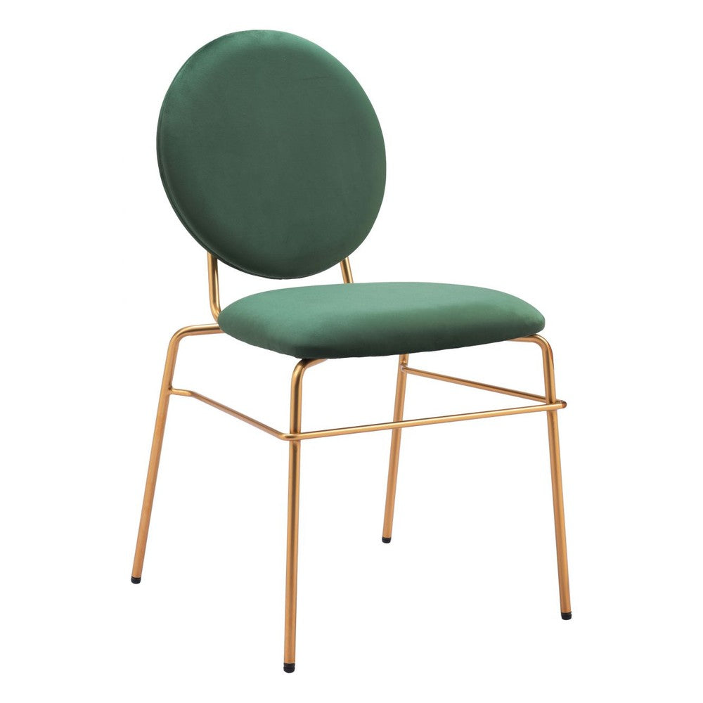 Odessa Dining Chair Zuo 109804 | Velvet Polyester Fabric, Electroplated Steel | Green & Gold