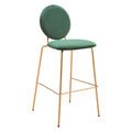 Odessa Barstool Zuo 109806 | Velvet Polyester Fabric, Electroplated Steel | Green & Gold