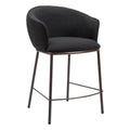 Essen Counter Stool Zuo 109809 | Textured Polyester Fabric, Powder Coated Steel | Black & Bronze
