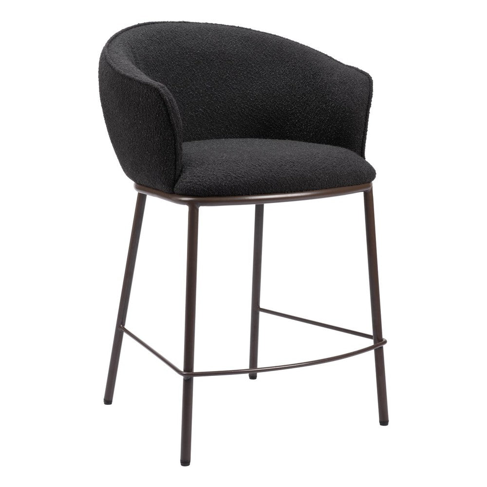 Essen Counter Stool Zuo 109809 | Textured Polyester Fabric, Powder Coated Steel | Black & Bronze