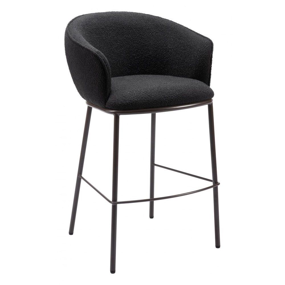 Essen Barstool Zuo 109810 | Textured Polyester Fabric, Powder Coated Steel | Black & Bronze