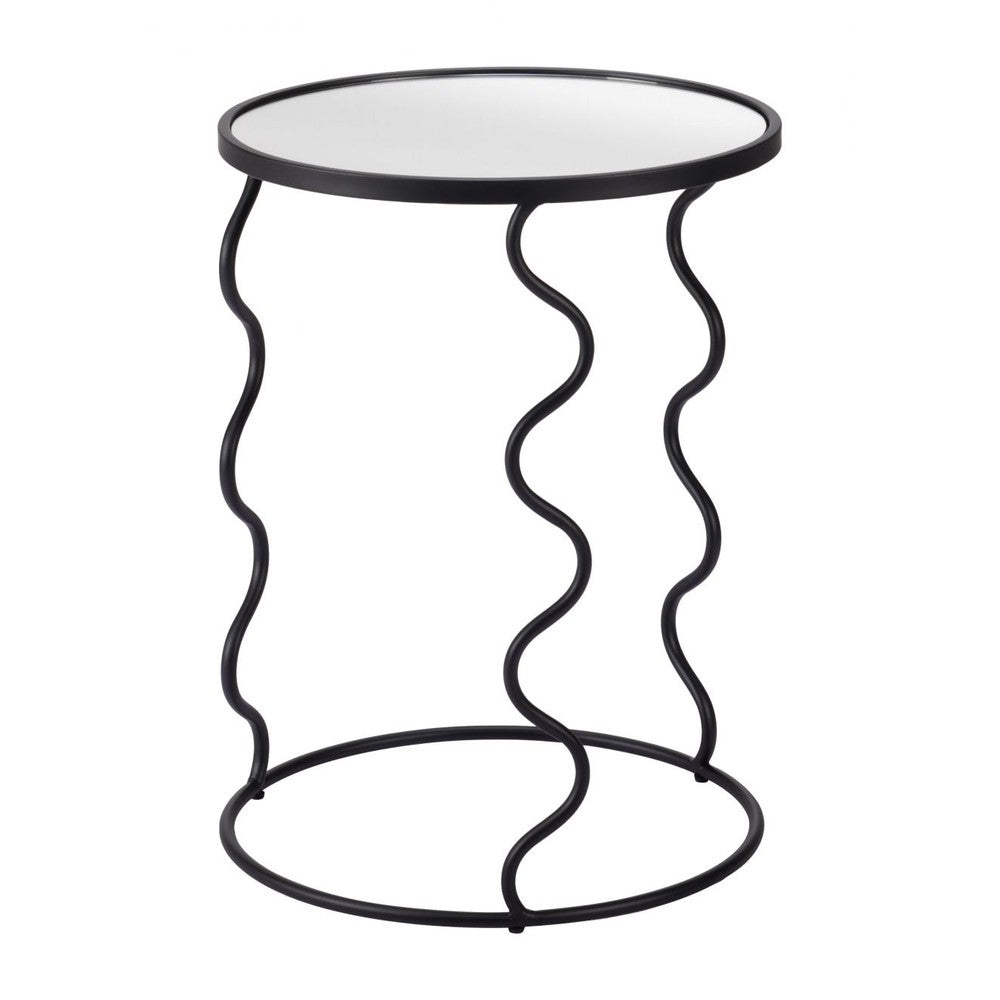 Bastia Side Table Zuo 109834 | Mirror Glass, Painted Steel | Black