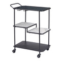 Constanza Bar Cart Zuo 109845 | Tinted Tempered Glass, Natural, Marble, Painted Steel | Black