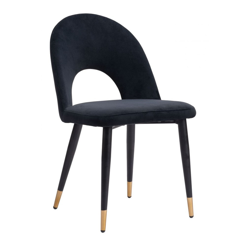 Menlo Dining Chair Zuo 109873 | Velvet Polyester Fabric, Powder Coated Steel | Black