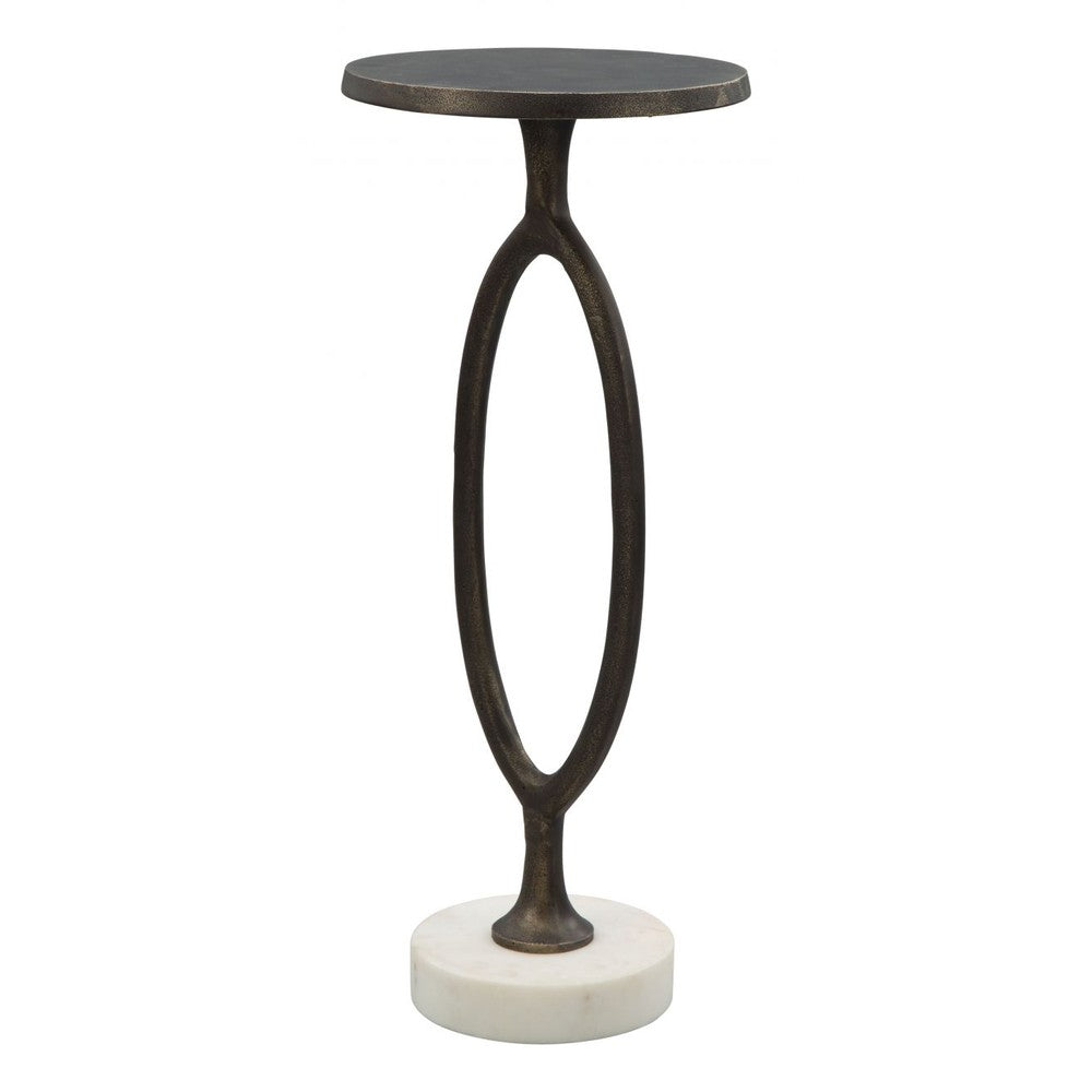 Bonita Accent Table Zuo 109881 | Painted Aluminum, Natural Marble | Bronze