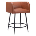 Horbat Counter Stool Zuo 109946 | Faux Leather, Powder Coated Steel | Brown