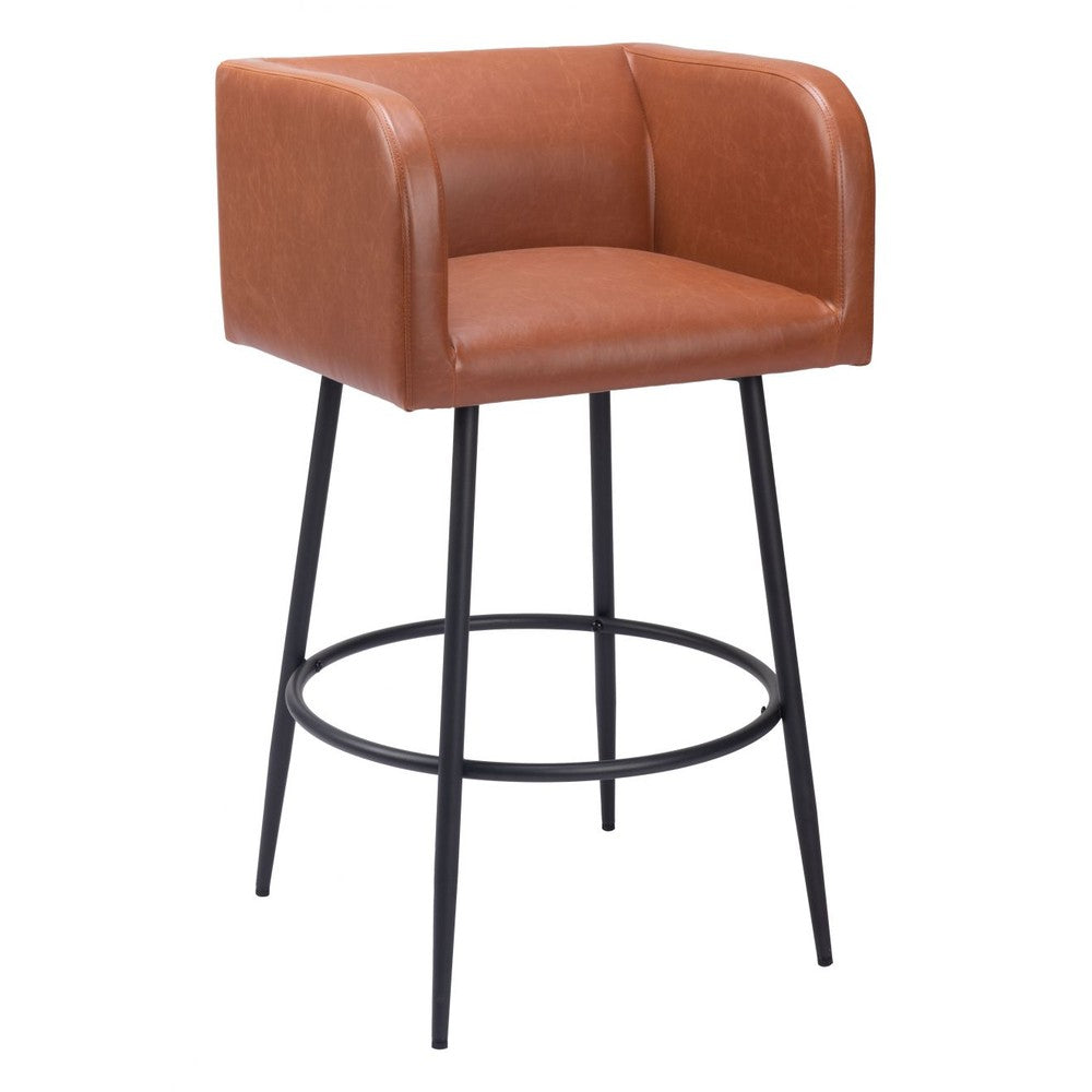 Horbat Barstool Zuo 109947 | Faux Leather, Powder Coated Steel | Brown