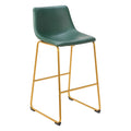 Augusta Barstool Zuo 109961 | Faux Leather, Powder Coated Steel | Green & Gold