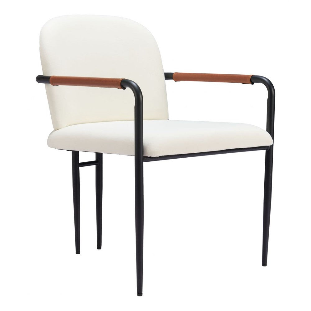 Sibu Dining Chair Zuo 109963 | Polyester Fabric, Faux Leather, Powder Coated Steel | Cream