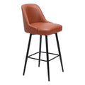 Keppel Swivel Barstool Zuo 109974 | Faux Leather, Powder Coated Steel | Brown