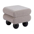 Davao Ot Toman Zuo 109981 | Polyester Fabric, Painted Rubberwood | Gray