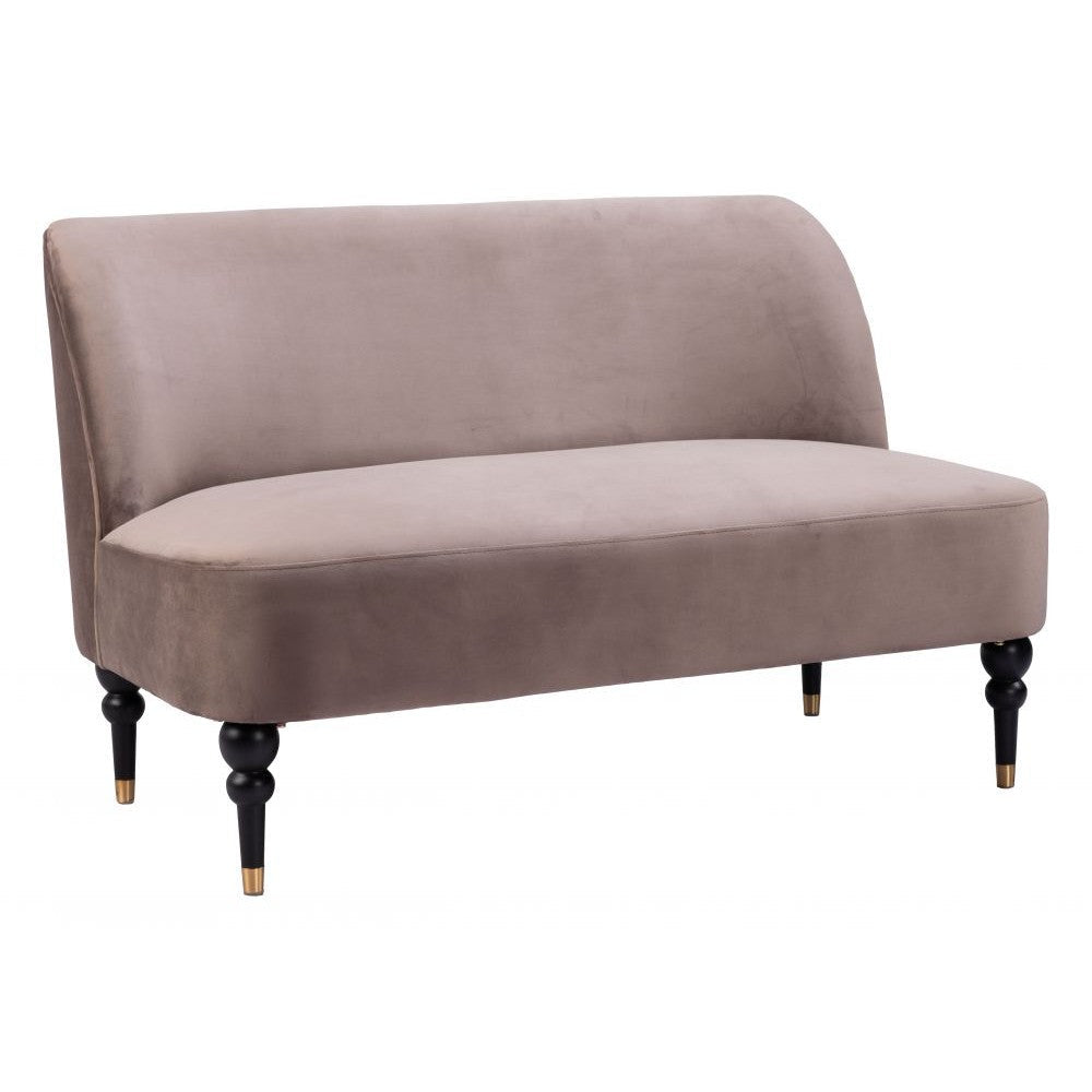 Bintulu Loveseat Zuo 109982 | Velvet Polyester Fabric, Painted, Rubberwood, Electroplated Steel | Taupe