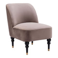 Bintulu Accent Chair Zuo 109983 | Velvet Polyester Fabric, Painted, Rubberwood, Electroplated Steel | Taupe