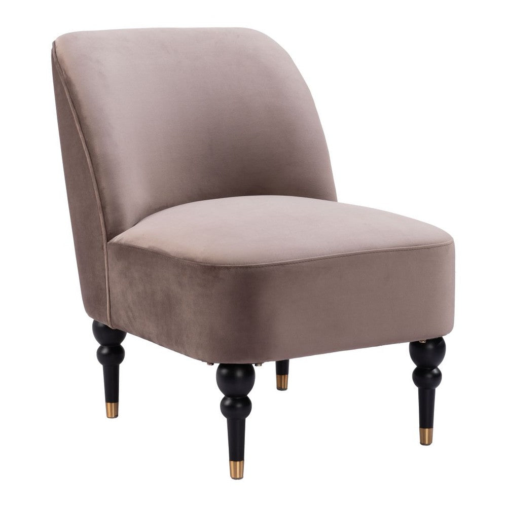 Bintulu Accent Chair Zuo 109983 | Velvet Polyester Fabric, Painted, Rubberwood, Electroplated Steel | Taupe